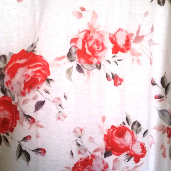 White Floral Print Stripe Raglan 3/4 sleeve Dress - Picture 3 of 5